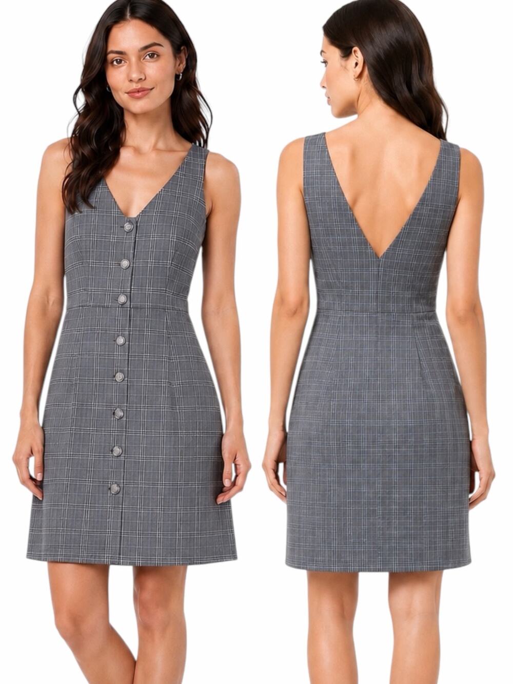 Show me Your Mumu Gray Arlette Plaid Mini Dress Button Front Size M